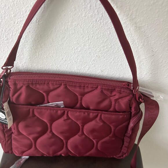 Samantha Brown To-Go Quilted Cargo Crossbody BURGUNDY nwt - Picture 3 of 13